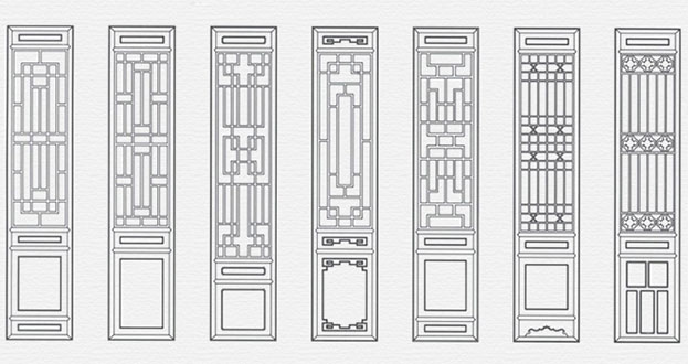 宜良常用中式仿古花窗图案隔断设计图